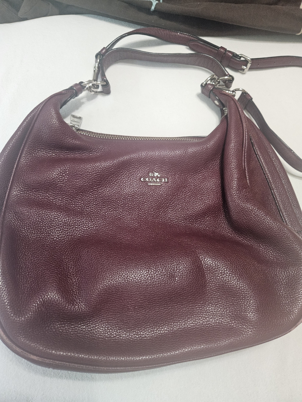 Coach Harley Women's Pebbled Leather Hobo Bag in Burgundy